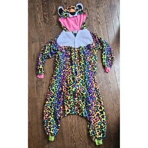 Lisa Frank Kigurumi Neon Leopard Tiger Bodysuit Jumpsuit Romper One Piece